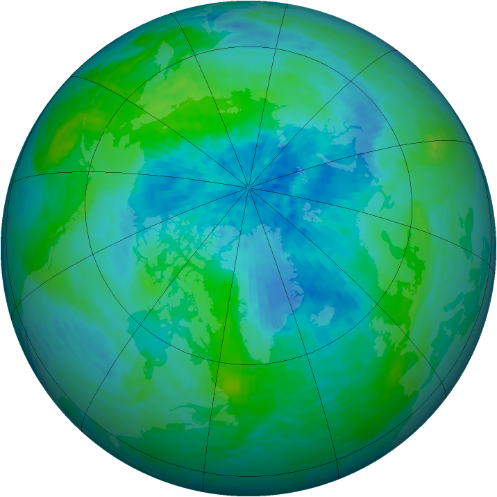 Arctic ozone map for 24 August 1993